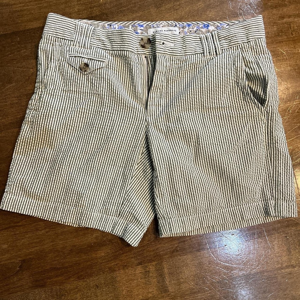 Banana republic striped gingham, coquette shorts, cotton preppy coastal